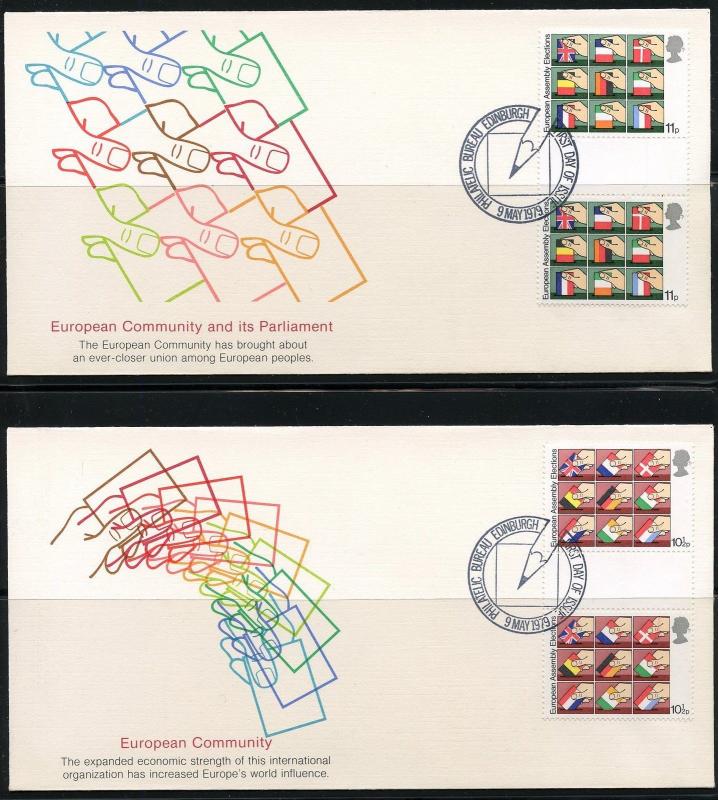 GREAT BRITAIN 1979 ADMINISTRATION OF EUROPE'S COMMUNITY GUTTER PAIRS  FDCS 