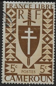 CAMEROUN (FRENCH) SG193 1942 FREE FRENCH ISSUE 5c BROWN USED