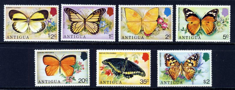 ANTIGUA QE II 1975 The Complete Butterflies Set SG 449 to SG 455 MNH 