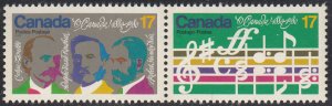 Canada 1980 MNH Sc #858a Pair 17c O Canada Opening Music Bars, Composers