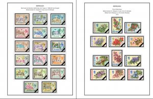 COLOR PRINTED BERMUDA 1865-1999 STAMP ALBUM PAGES (86 illustrated pages)