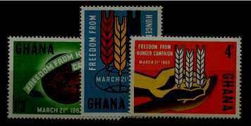 Ghana 132-34 MNH Hunger campaign SCV2.70