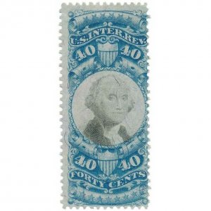 1871 R114 40c Second Issue, Blue & Black, Washington U.S. Internal Revenue Stamp