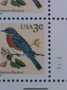 ​UNITED STATES 1990-SC#2478  EASTERN BLUE BIRDS MNH IMPRINT PLATE BLOCK-8-VF