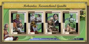 Central African Republic 2017 MNH Mahatma Gandhi 4v M/S World Leaders Stamps