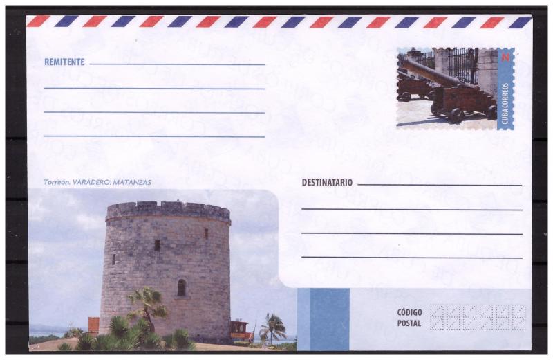 CUBA prestamped envelope 2018 Varadero  and cannon