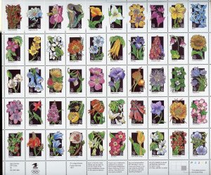 UNITED STATES SCOTT #2647/96 STATE FLOWERS COMPLETE SHEET MINT NH