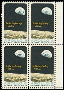 US Sc 1371 MNH BLOCK of 4 - 1969 6¢ Apollo 8 -  See Scan