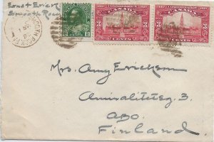 1928 Smooth Rock, Canada to Abo, Finland 2c Admiral & 2 x 3c ... (56827)