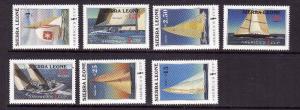 Sierra Leone-Sc#836-42-unused NH set-America's Cup-Yachts-1985-