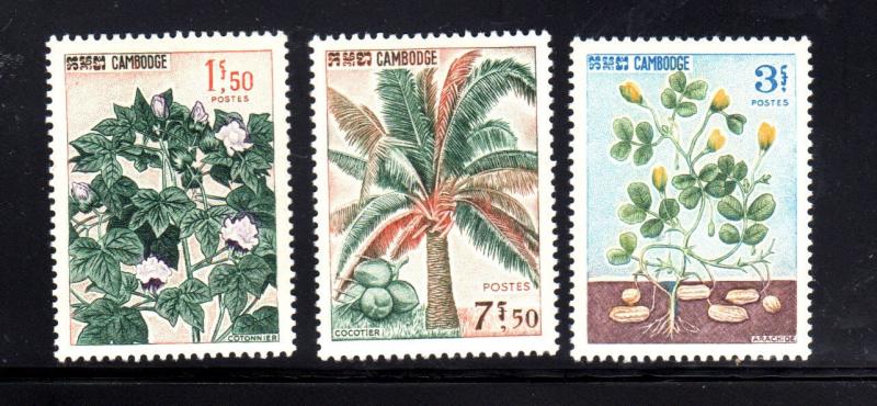 CAMBODIA #149-151  1965  PLANTS  MINT  VF LH  O.G
