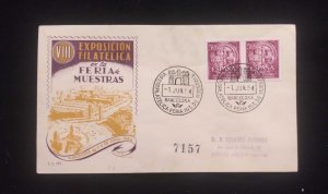 C) 1954. SPAIN. FDC. ENVELOPE SENT TO ARGENTINA. VIII PHILATELIC EXHIBITION