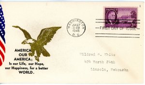 1945 US World War II Patriotic Cover America Our America; Is our Life,...