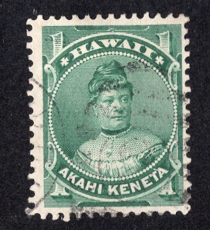 Hawaii 1883 1c green Likelike, Scott 42 used, value = $2.00