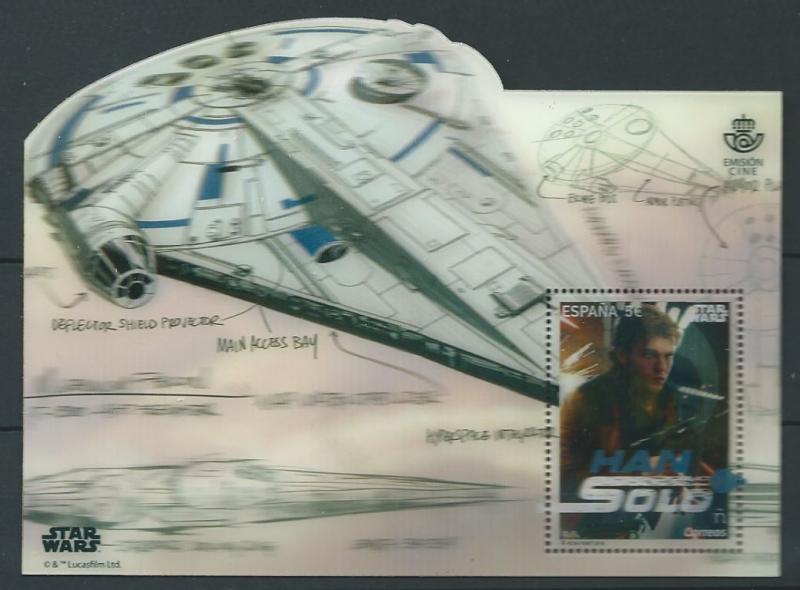 SPAIN ESPAÑA 2018 M/S STAR WARS LENTICULAR PRINTING 3D HAN SOLO ED HB5220