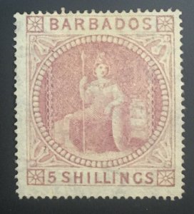 MOMEN: BARBADOS SG #64 1873 P15.5*15 MINT OG H £950 LOT #60001-37