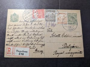 1918 Registered Hungary Postcard Cover Tapolcza to Postyon