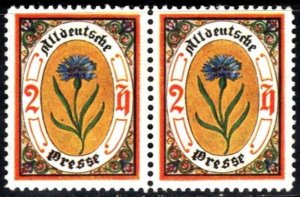 Vintage German Charity Poster Stamp 2 Heller All German Press Association Pair