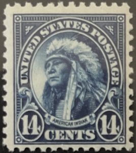 Scott #565 1923 14¢ American Indian flat plate perf. 11 MNH OG