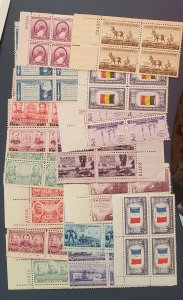 US, 17 3c blocks, Cat. value - $21.25