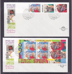 NETHERLANDS, 1991 Welfare Fund set of 3 & Booklet pane, First Day covers.