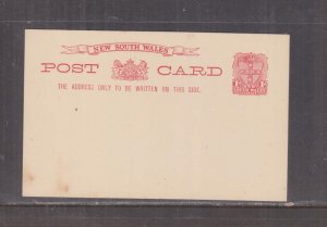 NEW SOUTH WALES, POSTAL CARD, 1897 Arms, 1d. Red, unused.