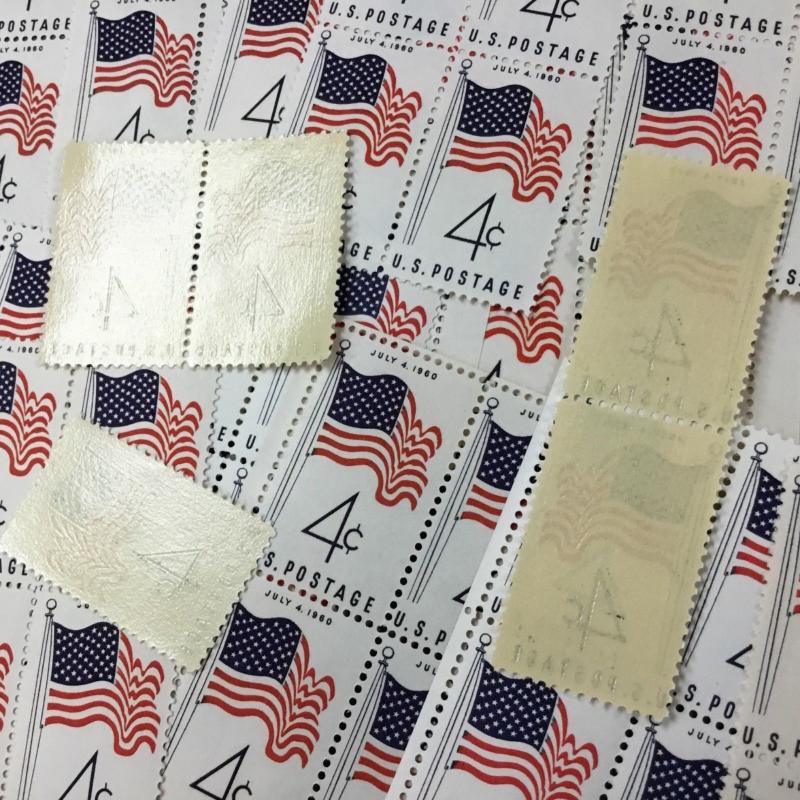 {BJ Stamps} US  1153    50 Star Flag.   MNH 100 4 cent single stamps.   In 1960.