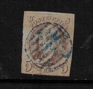 USA #1 Used Fine Blue Cancel - Small Thin