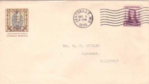 United States Wisconsin Janesville 1936 machine  Brown, Blue and Green Illust...