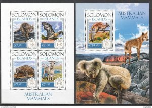 2013 Solomon Islands Australian Mammals Fauna Animals #2322-26 1+1 ** Ls298