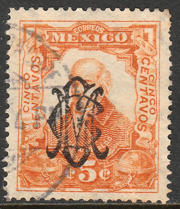 MEXICO 459, 5c VILLA MONOGRAM REVOLUT OVPERPRINT USED F-VF. (315)