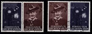 Liechtenstein 1956 Scouts Lord Baden-Powell  Both Pair Forms from Sheet VF/(o)