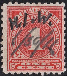 R207 1¢ Documentary Stamp (1914) Used