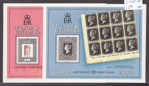 1990 Turks & Caicos Sc #852-53 S/S - Anniv of Penny Black MNH Cv$12