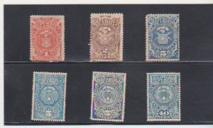 6  Different Chile 1887-1914 Impuesto Revenue Fiscal Mint