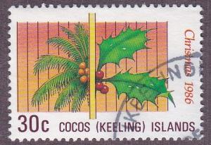 Cocos Islands # 155, Coconut Palm & Holly, used