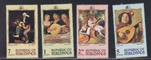 Maldive Islands # 333, 335-337, Paintings of Musicians & Instruments, NH, 1/3