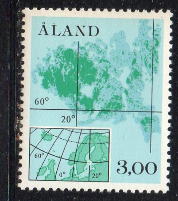 Aland Finland Sc 17 1984 3.0m Scandinavian Map stamp mint NH