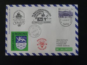 ballonpost Sumsi balloon flight Pro Juventute #74 cover Austria 1985 (pmk 3)