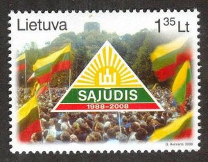 Lithuania 2008 Founding of the Reform Movement Sajudis Flags Mi. 972 MNH