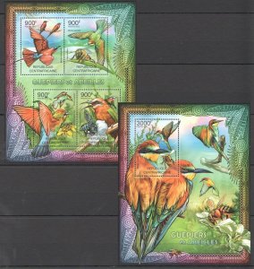 A0734 2012 Central Africa Fauna Birds Bee-Eaters & Bees Kb+Bl Mnh