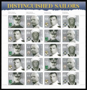 US #4440-43 44c Distinguished Sailors Sheet, VF/XF OG NH, fresh sheets, STOCK...