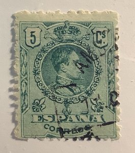 Spain 1909 Scott 298 used - 5c, King Alfonso XIII