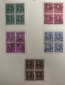 US Stamps-SC# 859 - 893  - Used - Some Discolouration Blocks Of 4 - SCV = $64.00