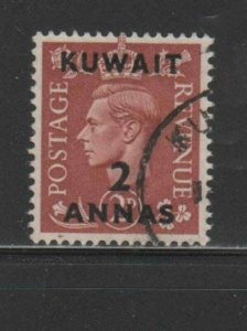 KUWAIT #96  1950  2a on 2p   KING GEORGE VI SURCHARGED   F-VF  USED  a