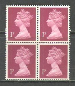 GREAT BRITAIN Sc# MH23 MNH FVF Type I 4Block Wide Phosphor