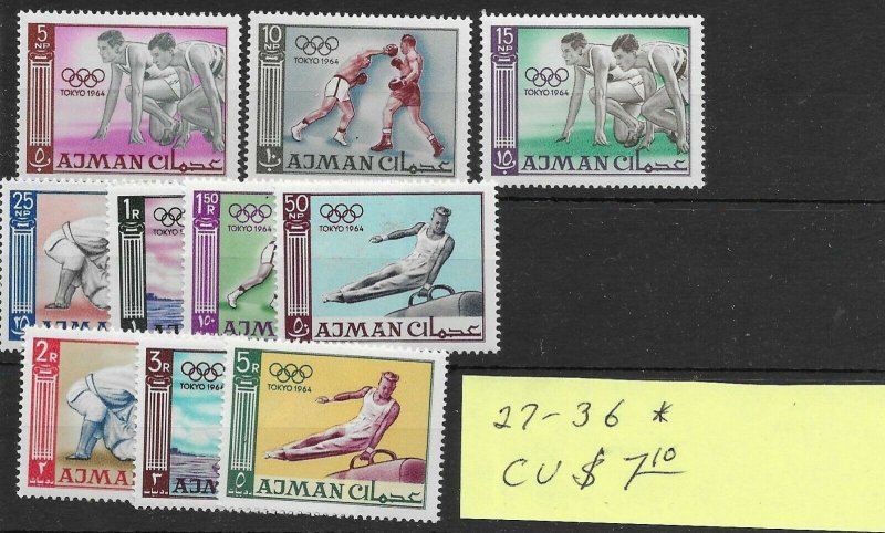 Ajman #27-36 MH - Stamp Set - CAT VALUE $7.10