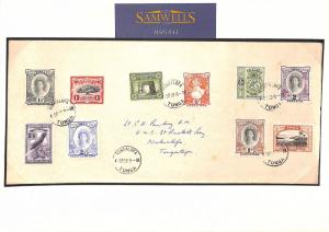 MS1843 1950 TONGA ISSUES 1942-49 SET(9) to 5s High Value Cover Stamps Cat £110+