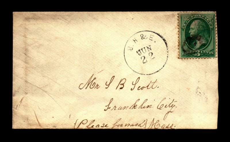 1800s B. H. & E. RR RPO Cover / 54-D-(1 or 2) - L21643