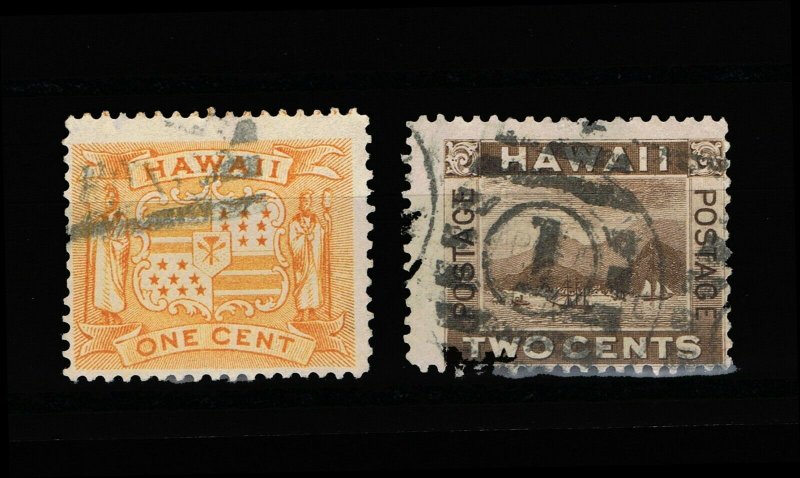 GENUINE HAWAII SCOTT #74 AND #75 USED 1894 SET OF 2 STAMPS #15837